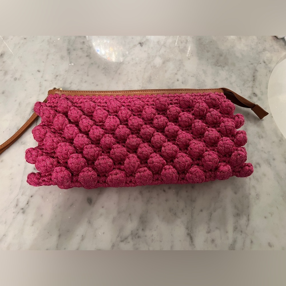 Missoni pompom crotchet clutch
